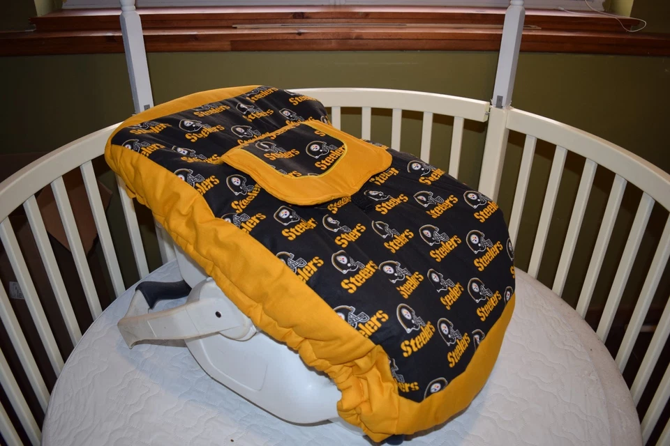 *NEW* INFANT CAR SEAT CARRIER COVER M/W PITTSBURGH STEELERS FABRIC - Image 1 of 3