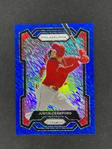 2024 Panini Prizm Baseball Justin Crawford Blue Shimmer 2/15 #180 Phillies - Picture 1 of 2