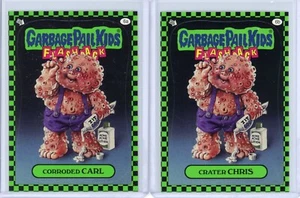 Garbage Pail Kids Flashback 1 CORRODED CARL & CRATER CHRIS Green Parallels - Picture 1 of 1