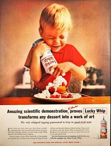 1959 Lucky Whip Desert Topping Kid Mess Strawberry Short Cake Vintage Print Ad - Picture 1 of 6