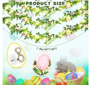 6 FT Lighted Easter Garland, Artificial Garlands with Easter Egg - Picture 1 of 6
