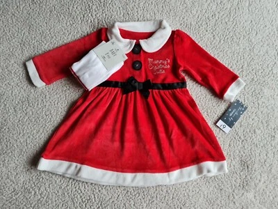Red Mummy's Christmas Cutie Dress & Striped Tights Age 6-9 Months Brand New WL - Image 1 of 4