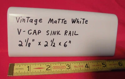 1 pc. *Vintage Matte White* V-Cap Ceramic Trim Tile: Counter Top Edging;  New - Image 1 of 4