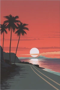 Coastal Road Full Sun Palm Trees PCH ~ New 2024 Image Card 4"x6" 12024.3 - Picture 1 of 7