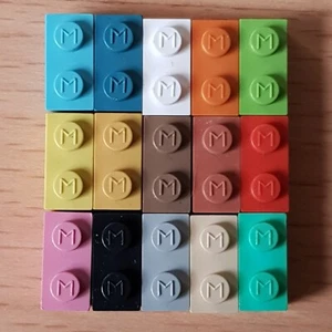LEGO MODULEX 15 STEINE 1x2 MIT M LOGO AUF NIETEN - Bild 1 von 2