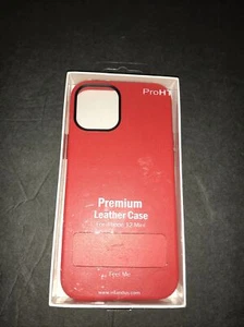 iPhone 12 Red Mini Premium Leather Case - Picture 1 of 4