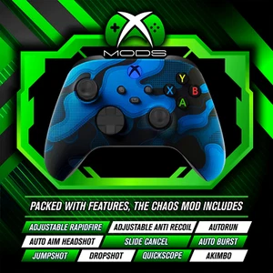 XBOX ONE SERIES RAPID FIRE CONTROLLER - CHAOS ANTI RECOIL MOD - Blue Camo - Picture 1 of 8