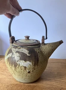 Vintage William Creitz studio pottery teapot iron handle mid century modern - Picture 1 of 16