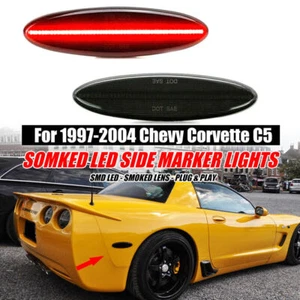 2x Smoked LED Rear Red Side Marker Light For 97-04 Chevy Chevrolet Corvette C5 - Picture 1 of 10