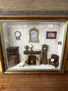 Vintage Shadowbox Victorian Style Room Diorama 11.5 x 13” - Picture 1 of 5