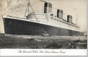CUNARD WHITE STAR LINE QUEEN MARY UNUSED B&W POSTCARD REF 6095 - Picture 1 of 1