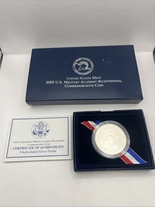 2002 U.S. Military Academy Bicentennial Commemorative Proof Silver Dollar w/COA - Picture 1 of 3