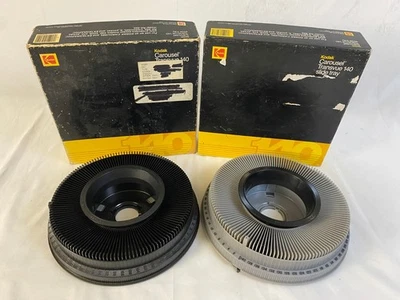 2 Kodak Carousel Transvue 140 Slide Trays Lot w/ Boxes & Foam Inserts – Excellen - Image 1 of 4