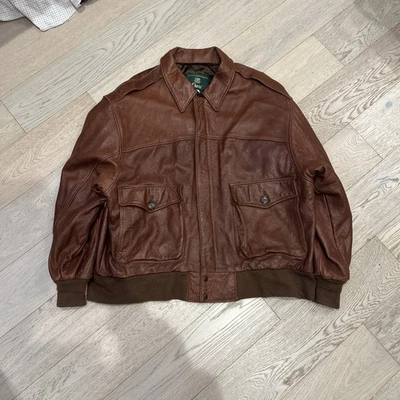 Vintage Orvis Union Made In The USA Leather Bomber Barn Coat Chore Jacket Brown  - Image 1 of 4