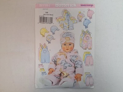 Butterick Pattern - Infants' Jacket, Overalls, Pants, & Hat (NB-M) #B5585 Uncut - Image 1 of 4