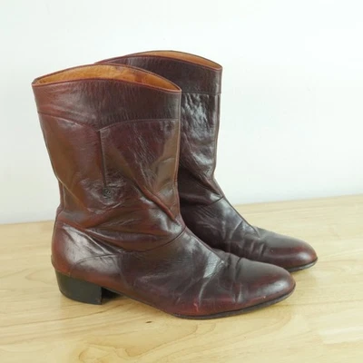 Mens 12 70s Pierre Cardin Ankle Short Boots Oxblood Disco Super Fly Mod Vintage - Image 1 of 4