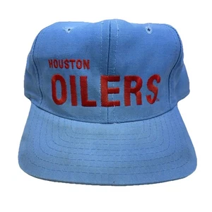 Vintage Houston Oilers Hat Cap SnapBack Blue Red 90s Y2K Twill Football Adult VV - Picture 1 of 8