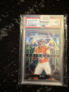 2024 Panini Prizm - Prizmatic Bo Nix #11 Green Prizm (RC) PSA 9 - Picture 1 of 3