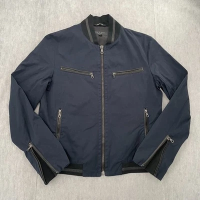 Rag & Bone Jacket Adult 40 Blue Full Zip Lined Zipper Pockets Made In USA Mens - Image 1 of 4