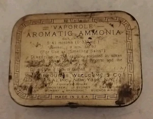 Lata publicitaria de amoníaco aromático vaporole vintage EE. UU. - Imagen 1 de 2