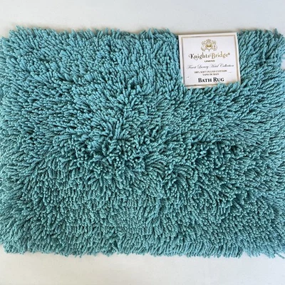 Alfombra de baño Knightsbridge Chenille peluda antideslizante trasera 17 x 24 aguamarina nueva Foto 1 de 4