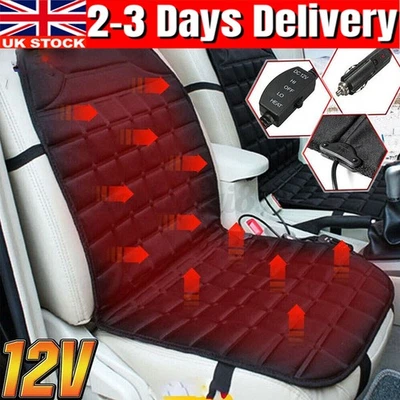 Heated Front Seat Cover Warmer Car Van Padded Thermal Cushion Universal 12V UK - Image 1 of 4