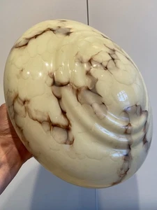 Round Classic Marbled Cream / Brown Flycatcher Style Ceiling Glass Shade - Picture 1 of 4