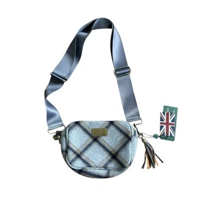 House of Tweed Purse Plaid Wool Gray Beige Small Satchel Shoulder Bag New - Picture 1 of 13