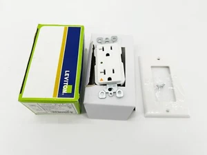 New Leviton 5380-IGW Surge Protective Duplex Receptacle 20A 125VAC White - Picture 1 of 5