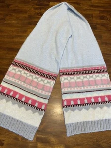 New Gap Scarf Reversible Heather Grey Light Blue Pink Soft Mohair Blend Warm - Picture 1 of 7