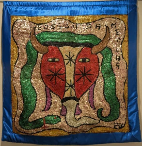 Haitian Vodou (Voodoo) Flag (Drapo) by Joseph Oldof Pierre Bosou Dambala 1980s - Picture 1 of 5