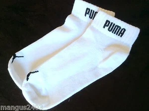 OLDER BOYS HIGH QUALITY PUMA COTTON ANKLE SOCKS BLACK WHITE - Picture 1 of 2