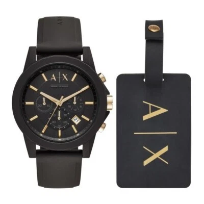 Reloj para hombre Armani Exchange cuarzo esfera negra correa de silicona AX7105 Foto 1 de 4