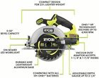 RYOBI ONE+ 18V Brushless Compact 6.5" Circular Saw - Model: PSBCS01B - Tool Only