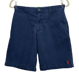 Polo By Ralph Lauren Boys 14 Shorts Classic Chino Navy Blue Flat Front Shorts - Picture 1 of 5