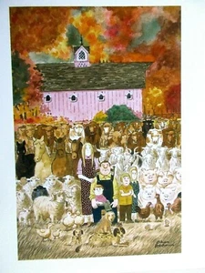 Chas Addams Farm Family Calendar Cartoon Print Addams Family/Charles Addams - Picture 1 of 2