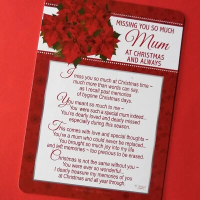 Missing You So Much Mum At Christmas Graveside Card Memorial Grave Poem Verse - Image 1 of 3