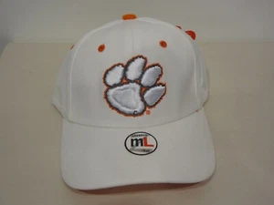 VTG NCAA Clemson Tigers LOGO Stretch Fit M/L Hat 90s Zephyr NEW NWT White - Picture 1 of 4