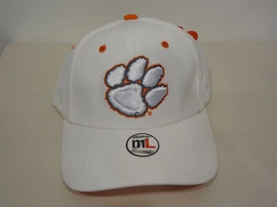VTG NCAA Clemson Tigers LOGO Stretch Fit M/L Hat 90s Zephyr NEW NWT White - Image 1 of 4
