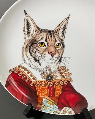 West Elm Rachel Kozlowski Dapper Animals Plate Kestrel Renaissance lynx dinner - Image 1 of 4