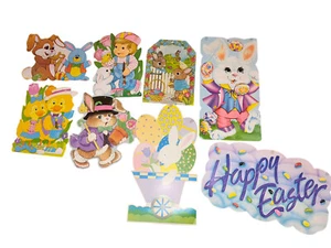 Lote de 8 decoraciones de Pascua troqueladas de cartón vintage de doble cara Eureka EE. UU. - Imagen 1 de 9