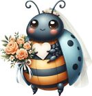 Wedding Ladybug Couple Flower Wall Bedroom Nursery Colour Vinyl Sticker Decal