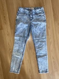 LEI Acid Wash Jeans Morgan High Rise super Skinny 12 Adjustable Waist - Picture 1 of 6