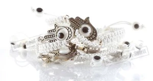 lot 5 HAMSA contre MAUVAIS OEIL cordon BLANC Bijoux Porte-Bonheur de Kabbale - Picture 1 of 6