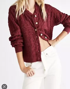 Free People Beach Suéter Bombardero Pequeño Vino Tinto Borgoña Nuevo Nuevo Con Etiquetas - Imagen 1 de 4