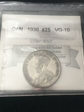 1936  Coin Mart Graded Canadian, ¢25 Cent, **VG-10**