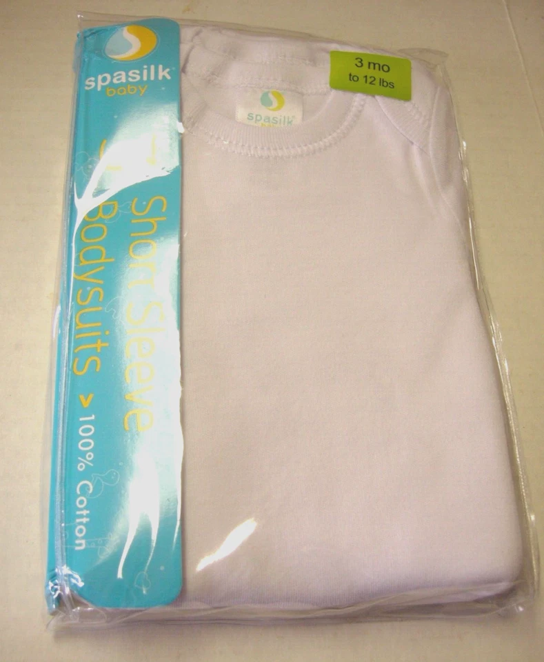 Body Spasilk Manga Corta, Pack de 3, 3 Meses, Blanco, Totalmente Nuevo Foto 1 de 1