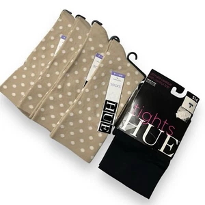 Hue Ultrasmooth Chino Dot Sock One Size 4 Pair Free Size 1 Opaque Black Tight - Picture 1 of 3