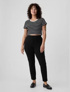 GAP High Rise Skinny PONTE Stretch Pintuck Pleat Pants Black Size 18 PETITE $70 - Picture 1 of 8