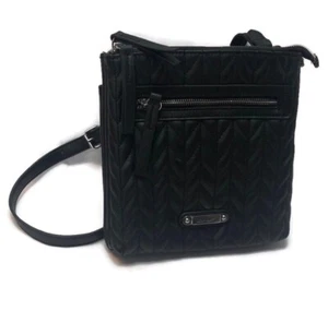 Nicole Miller black Gold Toned PVC Adjustable Shoulder Strap Zippered Purse A6 - Picture 1 of 9